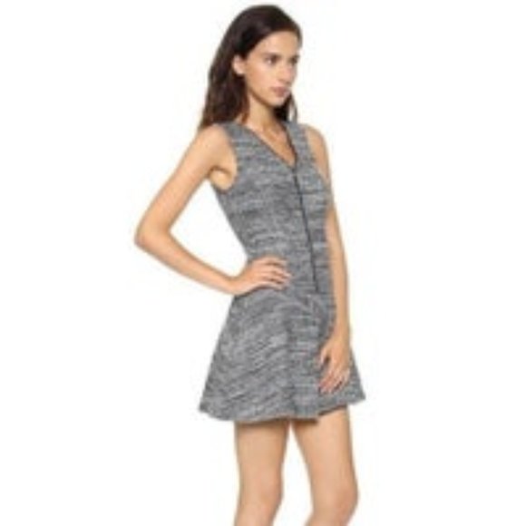 THEORY SAYIDRES 8 Mini Tweed Pleated Front Dress Exposed Zipper Impeccable - Picture 2 of 8